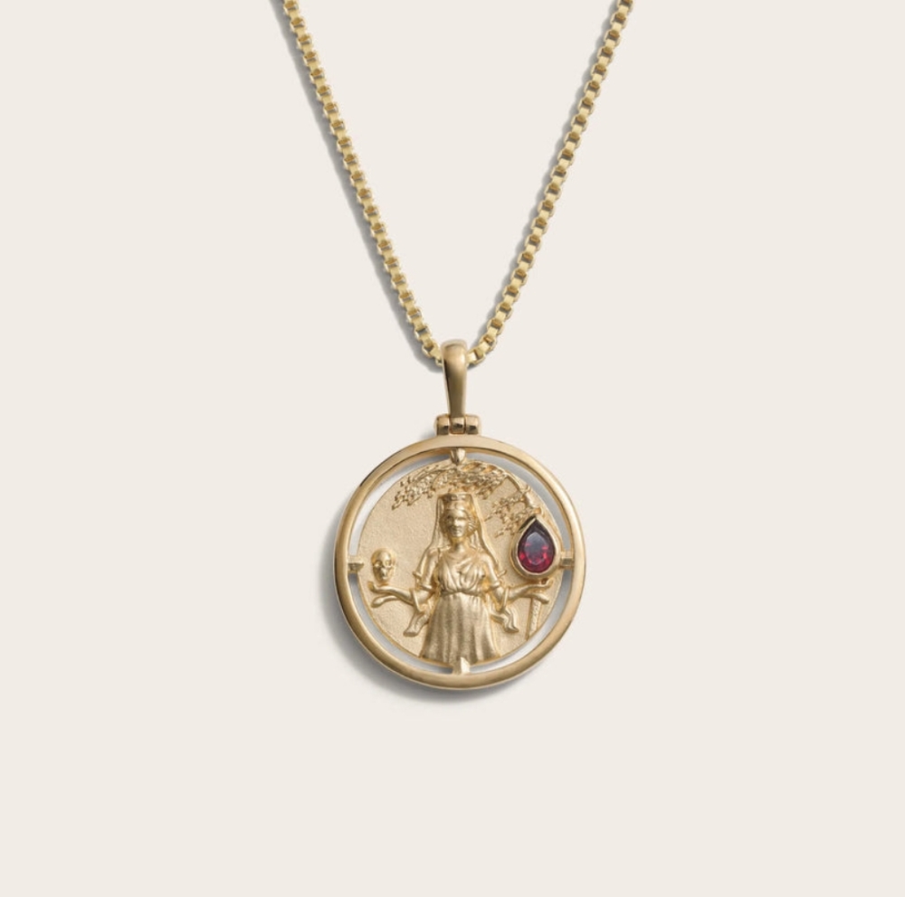 Awe inspired Persephone 14k Gold Pendant Necklace with Garnet